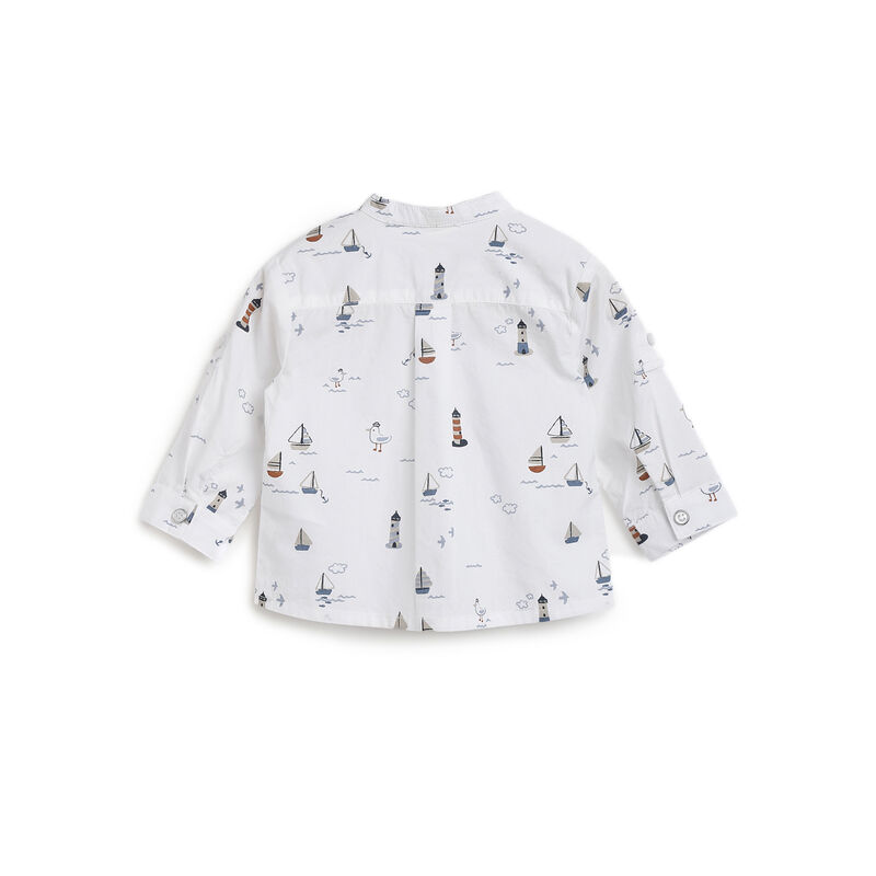 Boys White Printed Long Sleeve Shirt image number null